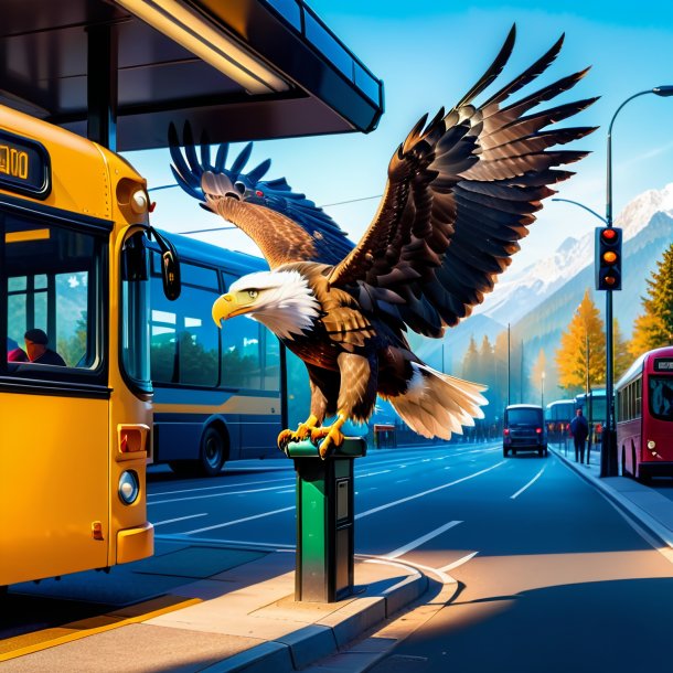 Picture of a playing of a eagle on the bus stop