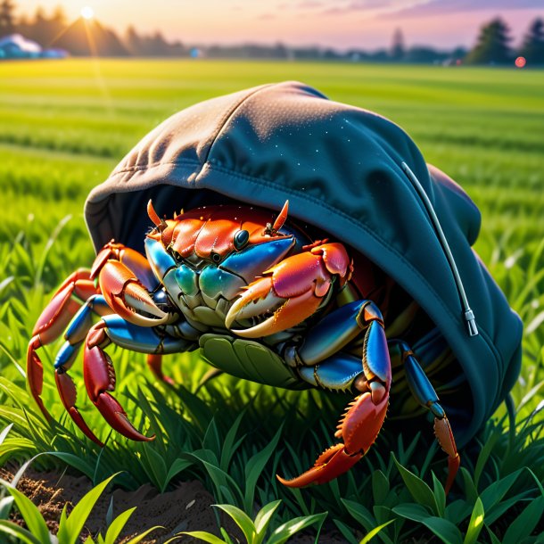 Photo d'un crabe dans un sweat à capuche sur le terrain