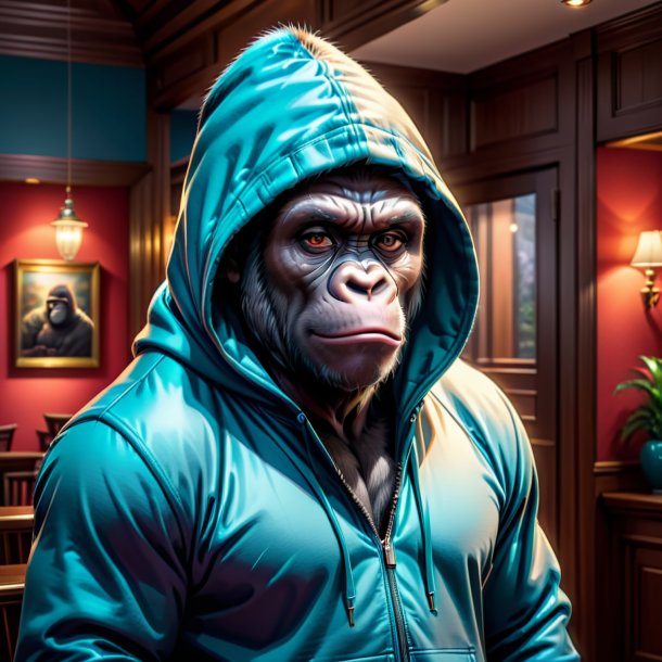 Illustration of a gorilla in a hoodie in the house