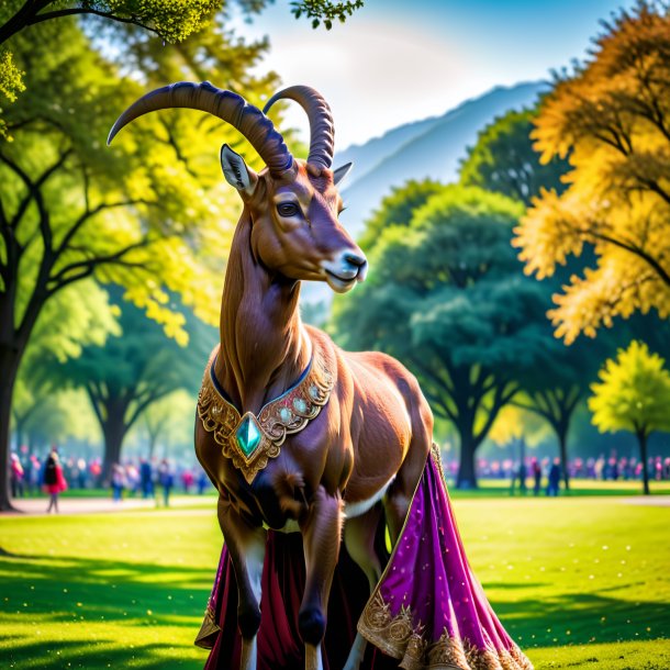 Pic of a ibex in a dress in the park