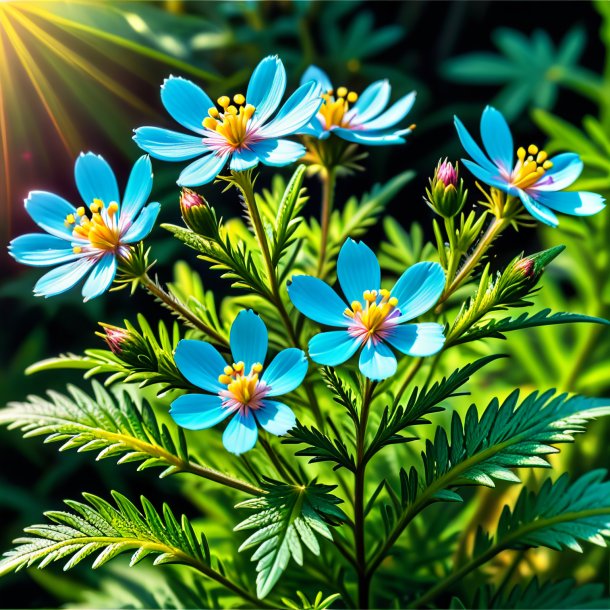 Clipart of a cyan silverweed