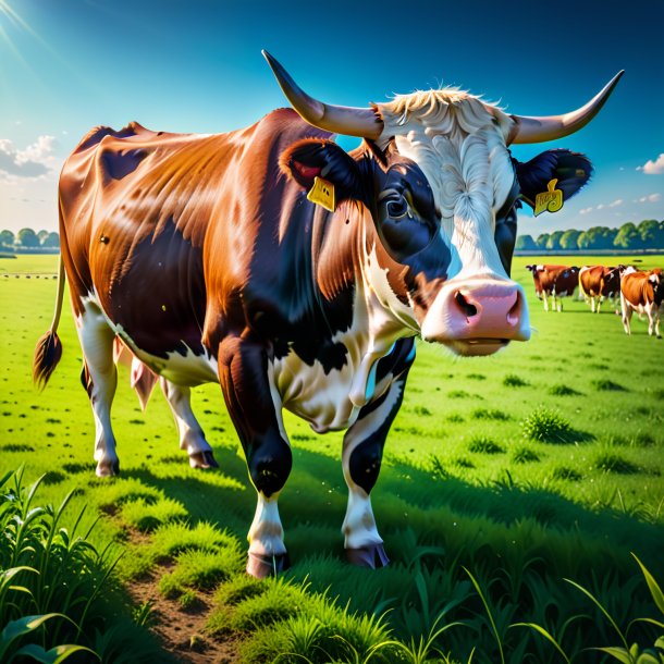 Imagen de la natación de una vaca en el campo