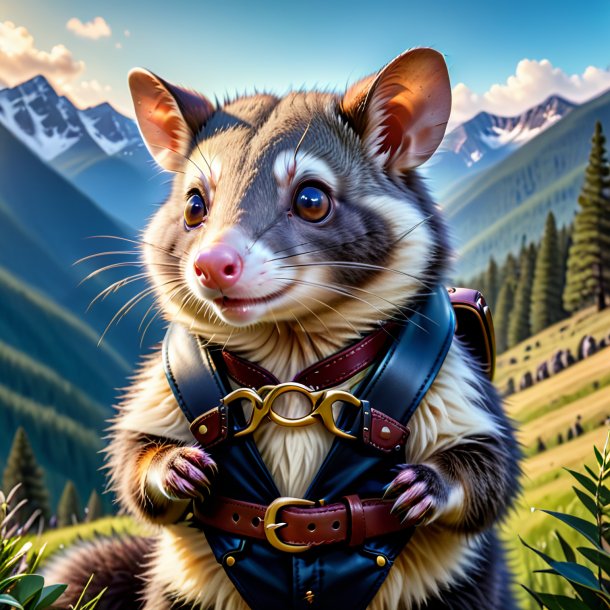 Pic d'un opossum dans une ceinture dans les montagnes