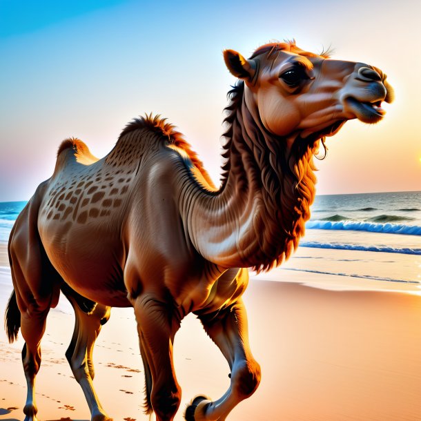 Image of a playing of a camel on the beach