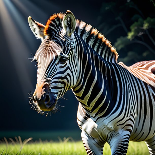 Pic of a zebra in a gray belt