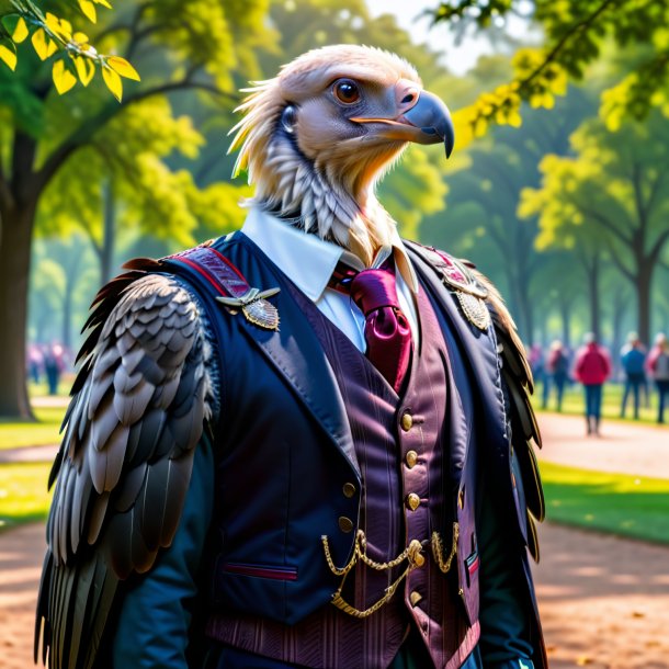 Photo d'un vautour dans un gilet dans le parc