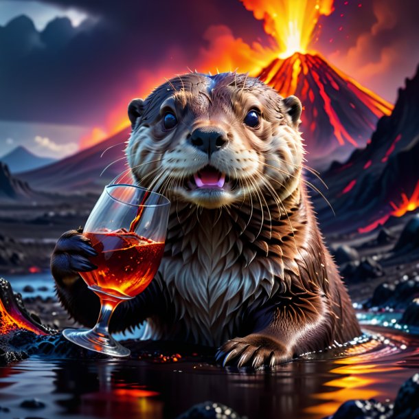 Image d'une boisson d'une loutre dans le volcan