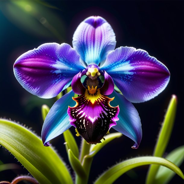 "foto de una ophrys azul, orquídea de mosca"