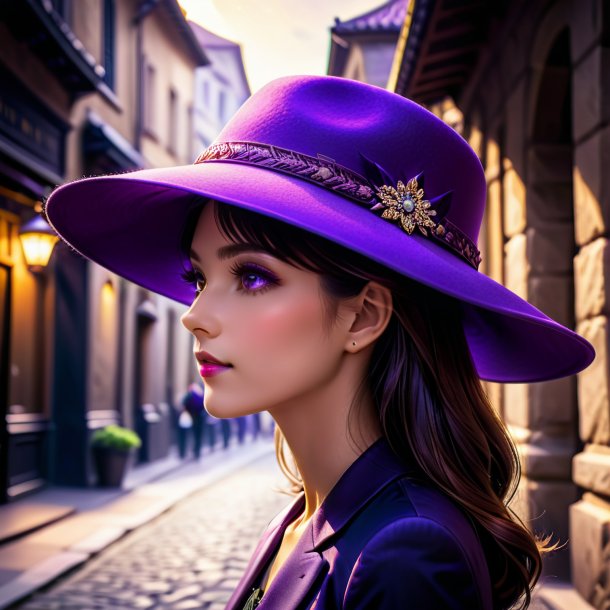 Photographie d'un chapeau violet de pierre