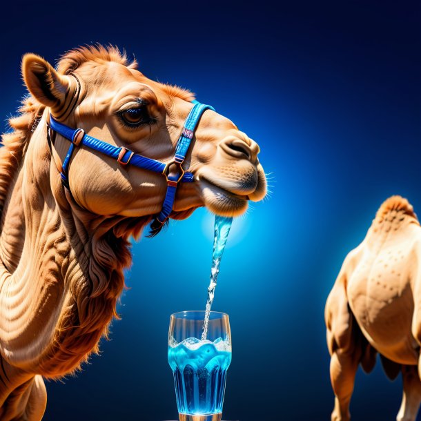 Pic of a blue drinking camel