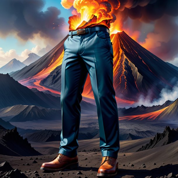 Drawing of a mol in a trousers in the volcano