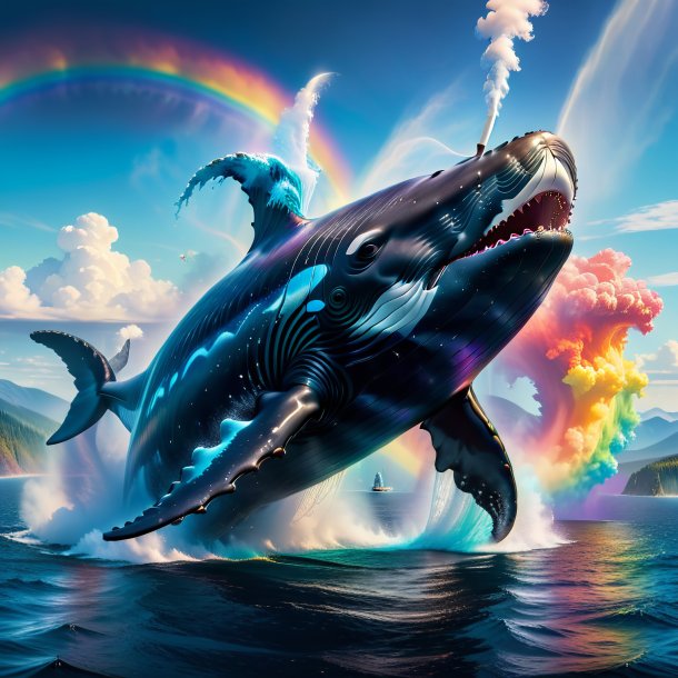 Image of a smoking of a whale on the rainbow