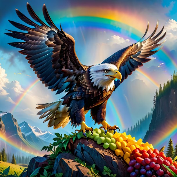 Picture of a eating of a eagle on the rainbow