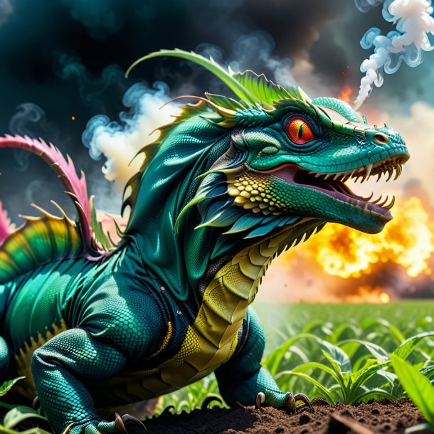 Image of a smoking of a basilisk on the field