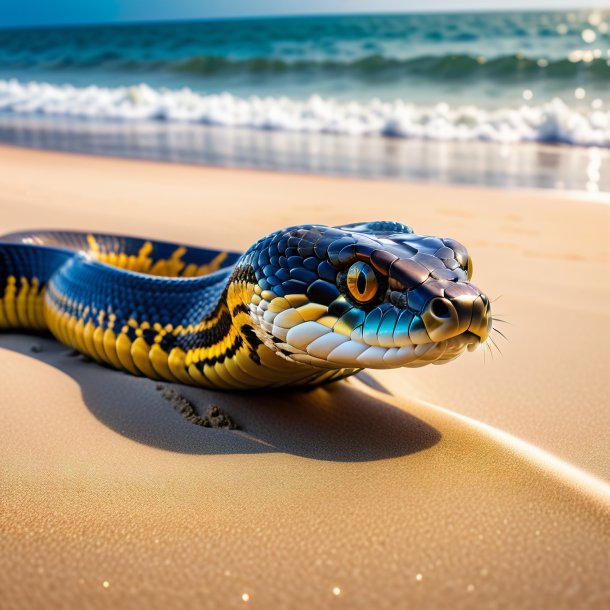 Photo of a swimming of a cobra on the beach