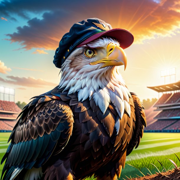 Illustration of a eagle in a cap on the field