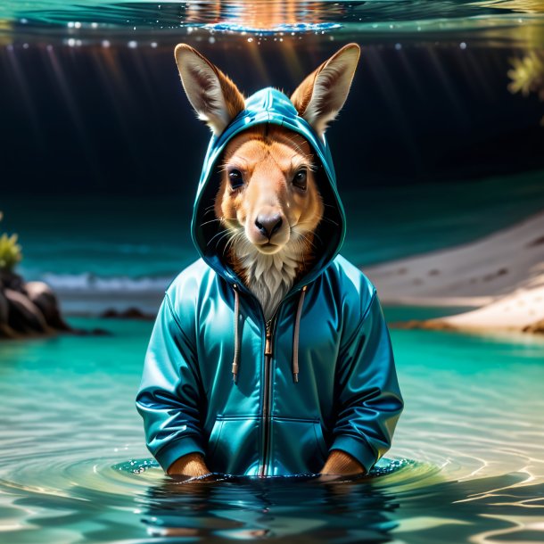 Picture of a kangaroo in a hoodie in the water