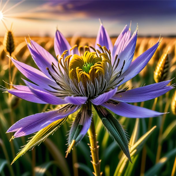 Portrait of a wheat pasque flower