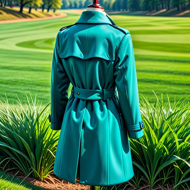 Clipart of a teal coat from grass