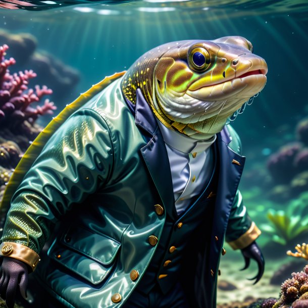 Pic of a eel in a jacket in the water