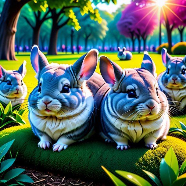 Photo of a sleeping of a chinchillas in the park