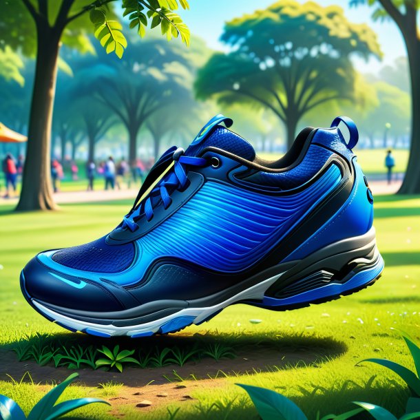 Illustration of a blue tang in a shoes in the park