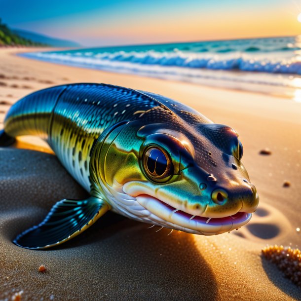 Foto de um choro de uma enguia na praia