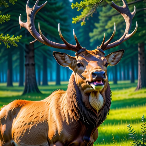 Picture of a smiling of a elk in the park