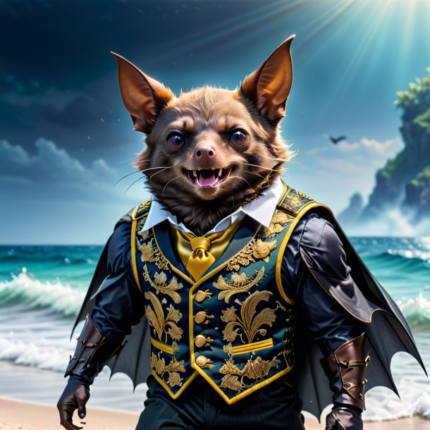 Image of a bat in a vest in the sea