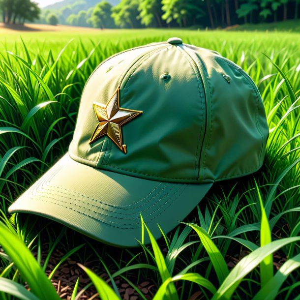 Illustration of a khaki cap from grass