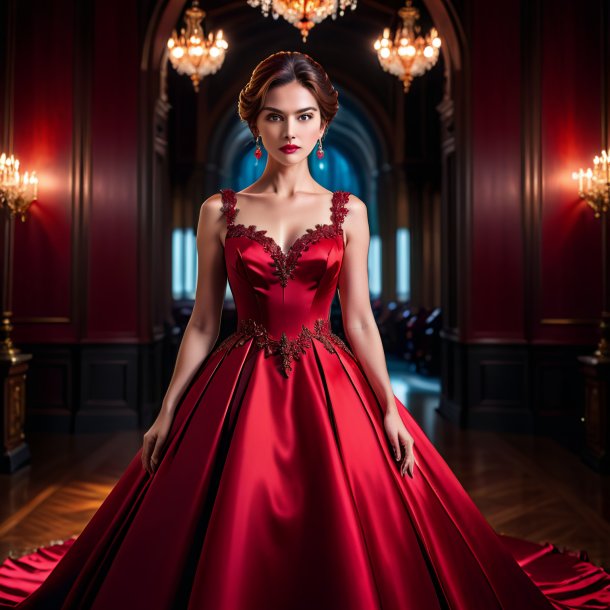 Portrait of a crimson dress from iron