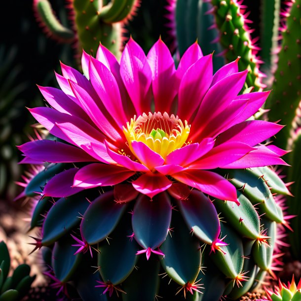 Retrato de un cactus rosado caliente