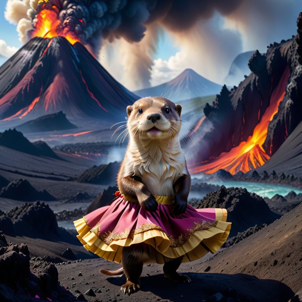 Image of a otter in a skirt in the volcano