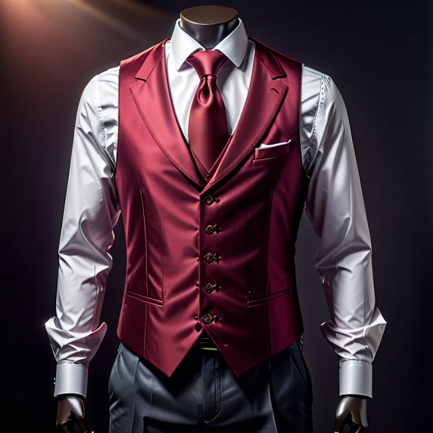 Drawing of a maroon vest from paper