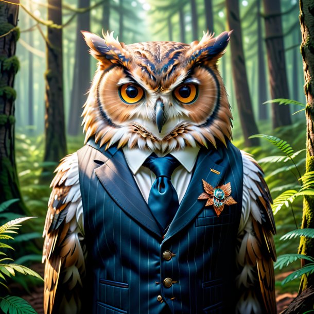 Picture of a owl in a vest in the forest