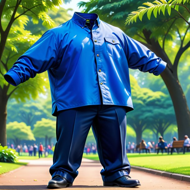 Desenho de um tang azul em uma calça no parque