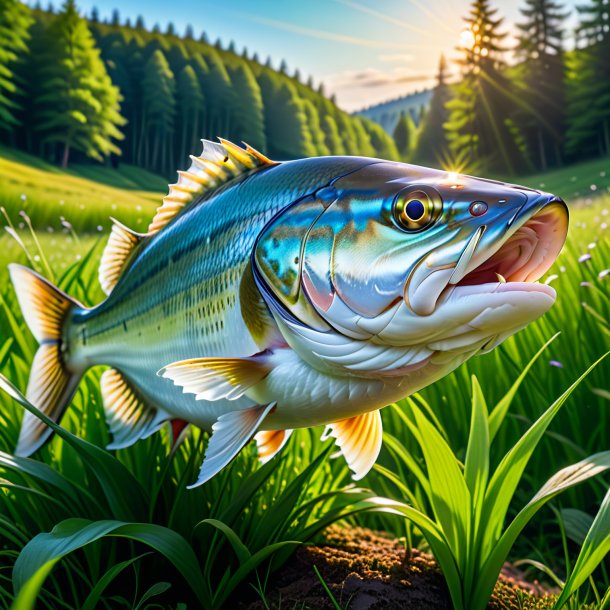 Picture of a haddock in a cap in the meadow