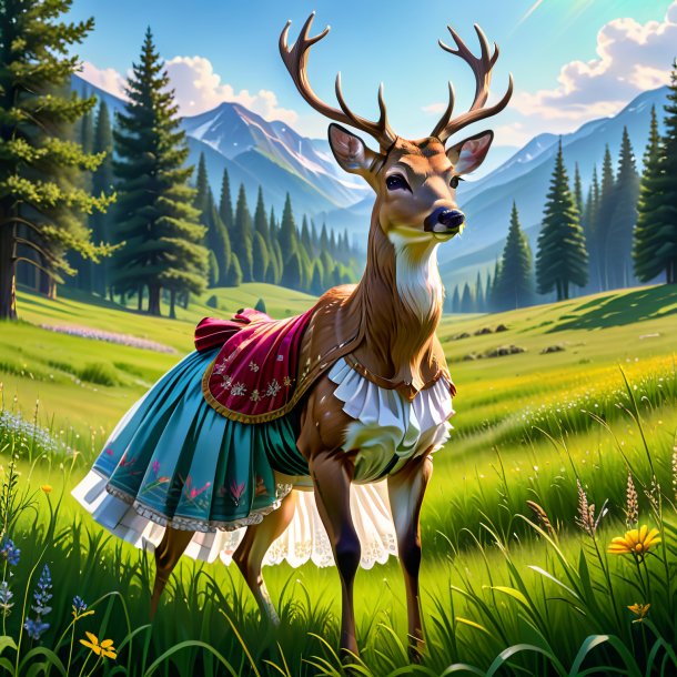 Pic of a deer in a skirt in the meadow