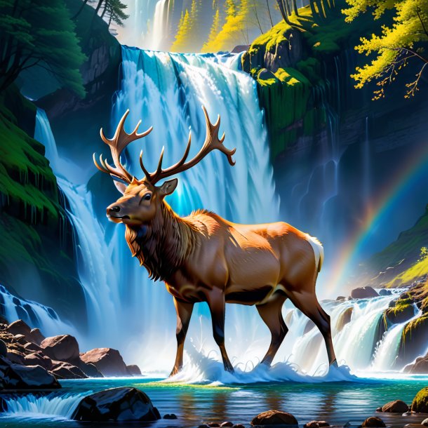 Pic d'un wapiti dans une chaussure dans la cascade