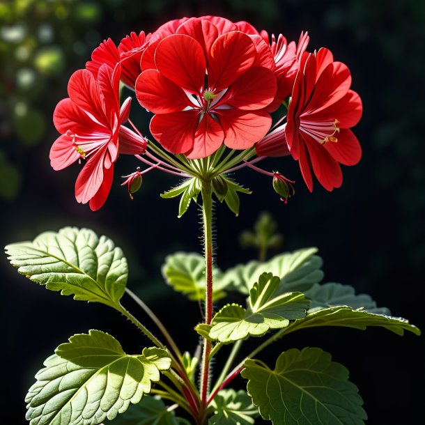 "esquema de un geranio rojo, rosa"