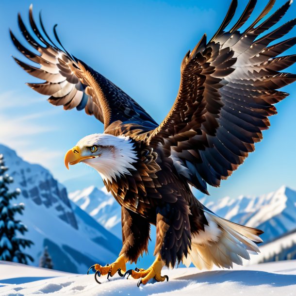 Picture of a playing of a eagle in the snow