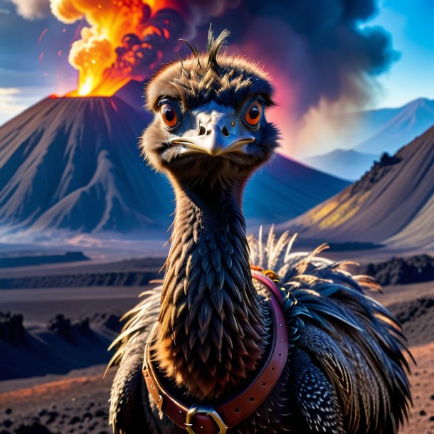 Foto de un emu en un cinturón en el volcán