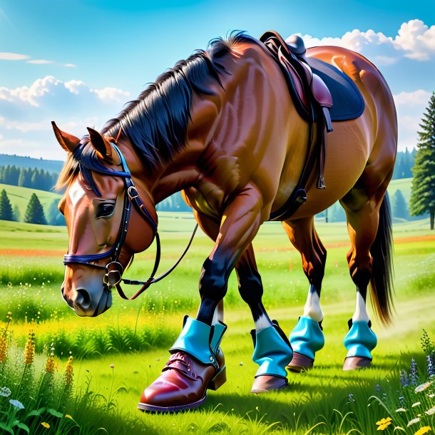 Picture of a horse in a shoes in the meadow