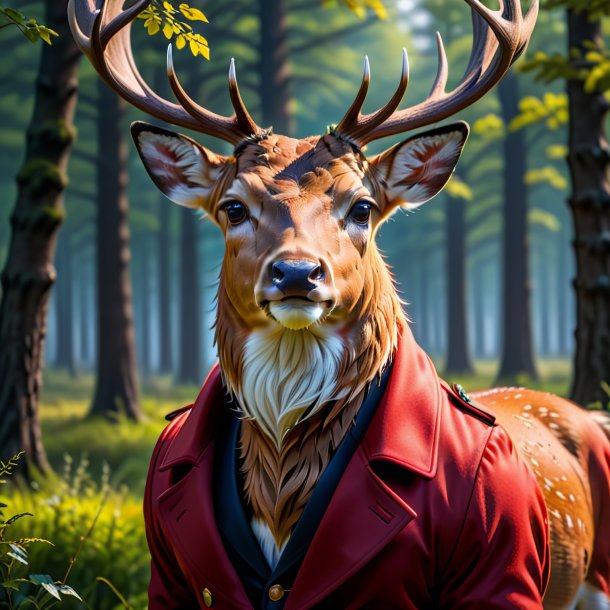 Picture of a deer in a red coat