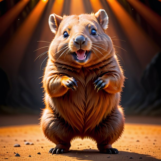 Imagen de un wombat de baile naranja