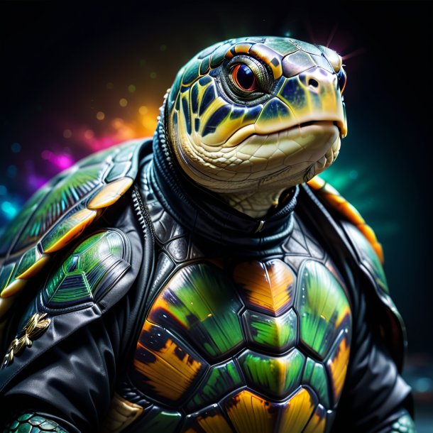 Pic of a turtle in a black jacket