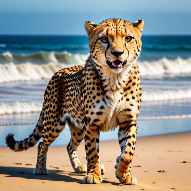 Picture of a dancing of a cheetah on the beach