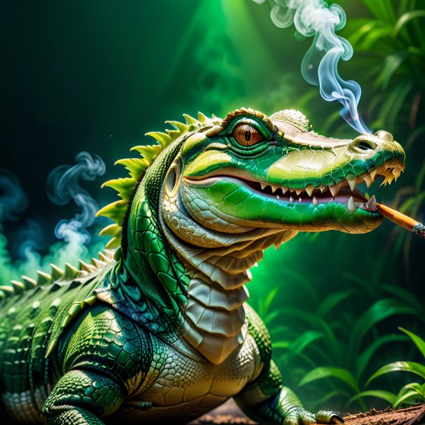 Pic of a green smoking alligator