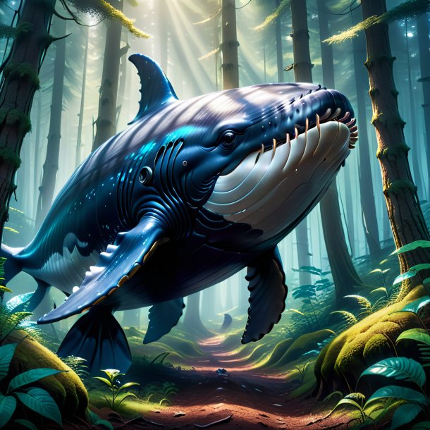 Image of a whale in a gloves in the forest