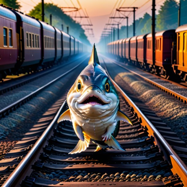 Foto de uma dança de um haddock nos trilhos ferroviários